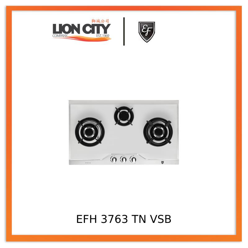 EF EFH 3763 TN VSB 78cm Built-in Stainless Steel Gas Hob - 4 Burner Cooktop with Safety Features for Modern Kitchen Cooking