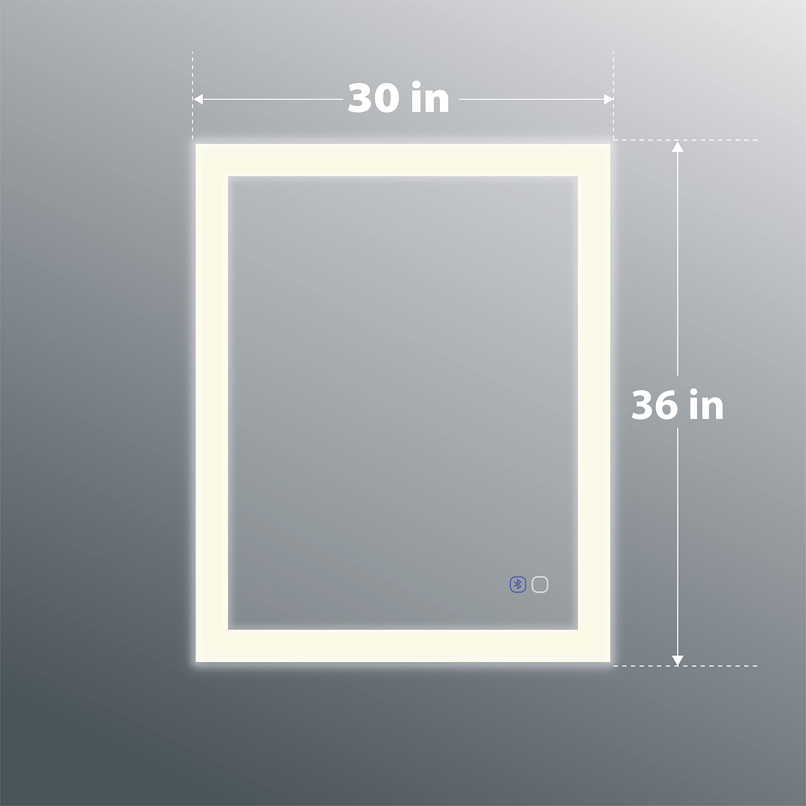 Homewerks 75-101A-BT Frameless LED Bathroom Mirror with Bluetooth Speakers, Anti-Fog, Wall Mounted, 30