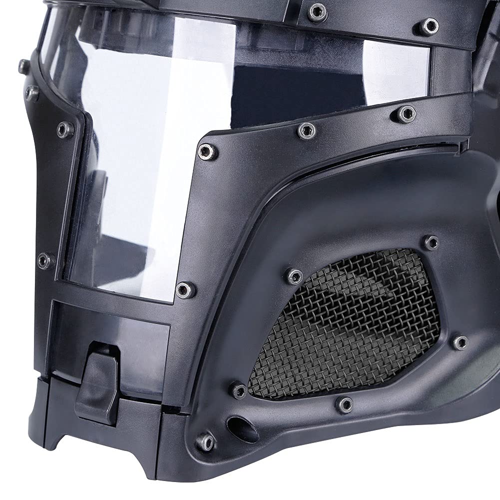 Tactical Full Face Airsoft Helmet - Steel Mesh Paintball Mask for Wargame, CS Games & Cosplay | Military Simulation & Outdoor Sports Protection Gear
