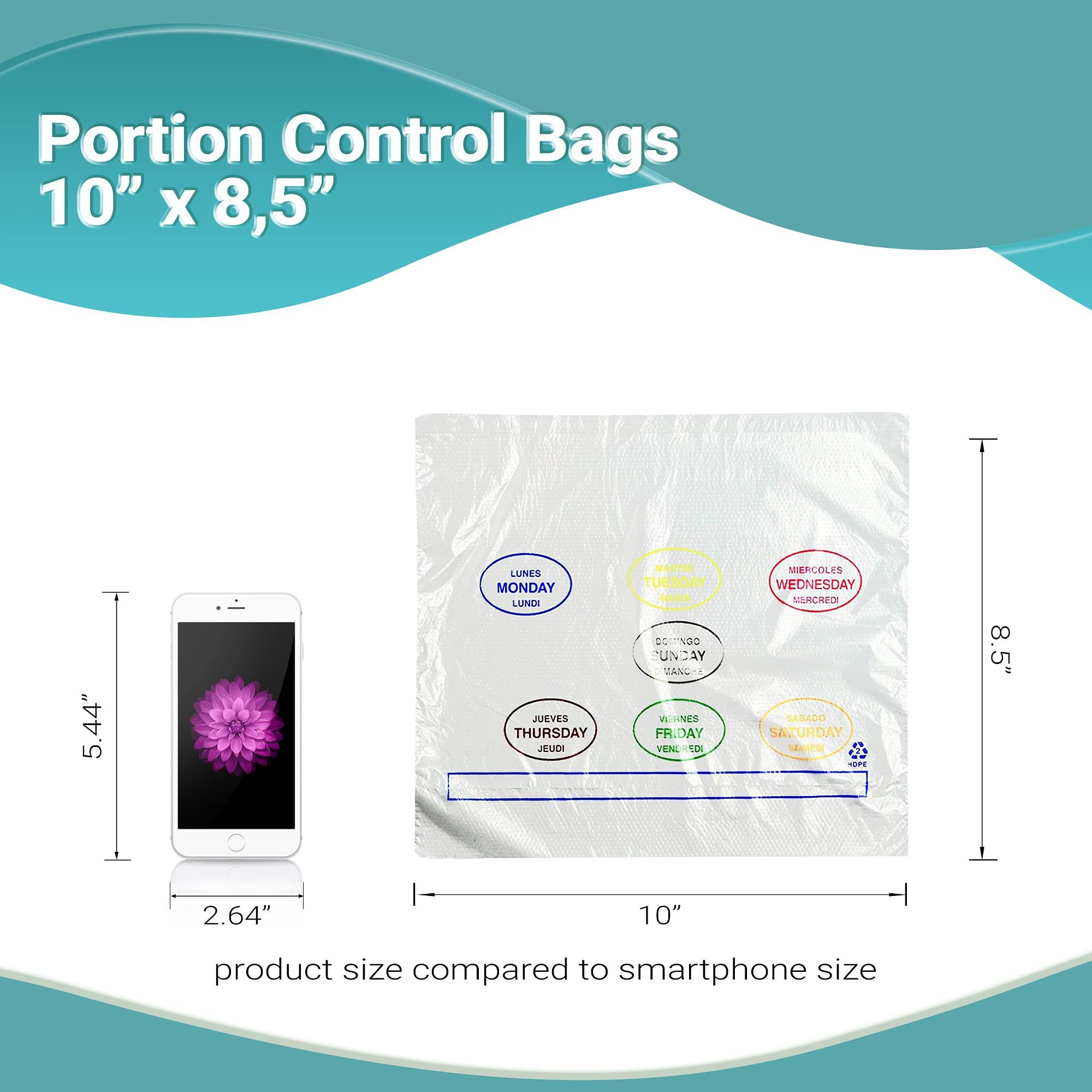 APQ 1000 Pack Portion Control Bags 10x8.5 Inch - Ultra Thin 0.50 Mil Saddle Pack Bags | Food Storage & Packing Bags | Lip & Flip Design Polyethylene Bags for Restaurants, Catering & Food Service Industry | Perfect for Meal Prep, Takeout & Bulk Food Storage