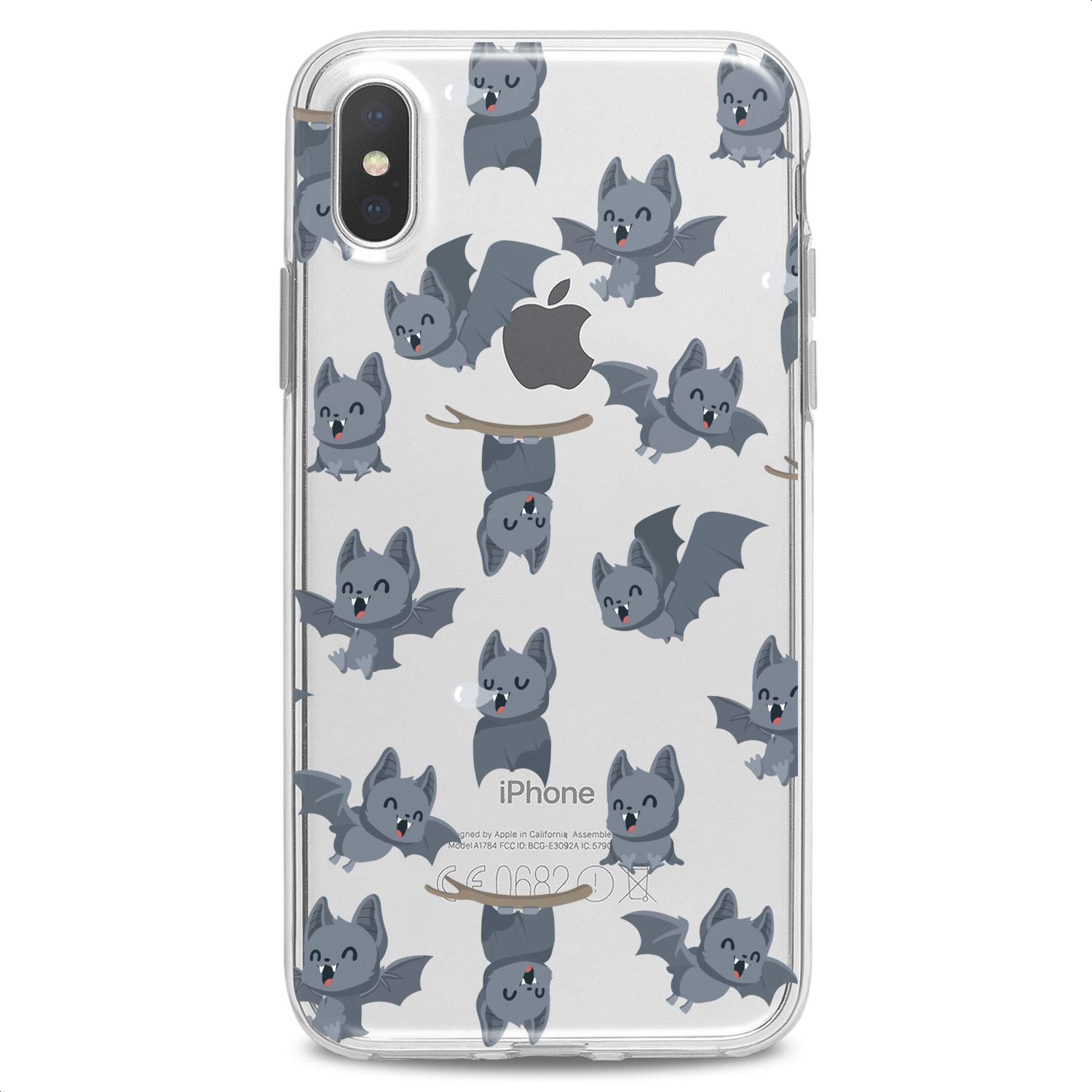 Funny Bats Print Cute Flexible Silicone Phone Case Compatible with iPhone 14/13/12/11/X/8/7/SE/6s/5 - Slim Clear Protective Cover with Kawaii Animal Design for Women & Girls - Perfect for Daily Use, School, Work and Gift Giving