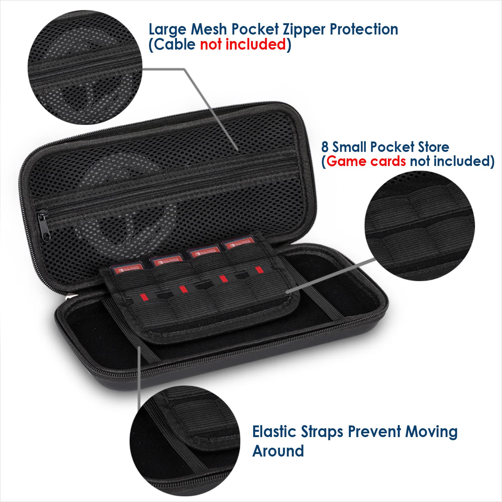 Simpeak Switch Lite Carrying Case - Hard Shell Travel Storage Bag for Nintendo Switch Lite Console & Accessories - Includes Tempered Glass Screen Protector & Silicone Protective Cover - Perfect for Boys, Girls, Travel, Gaming On-The-Go (Black)