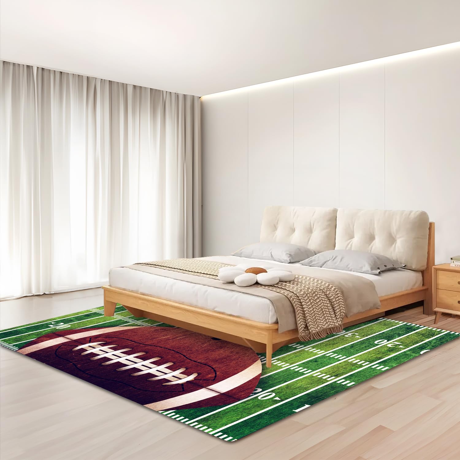 5'x6' Washable Large Area Rug - Non-Slip Carpet for Living Room, Bedroom, Home Decor | American Football & Rugby Theme | Perfect for Game Rooms, Man Caves & Sports-Themed Spaces