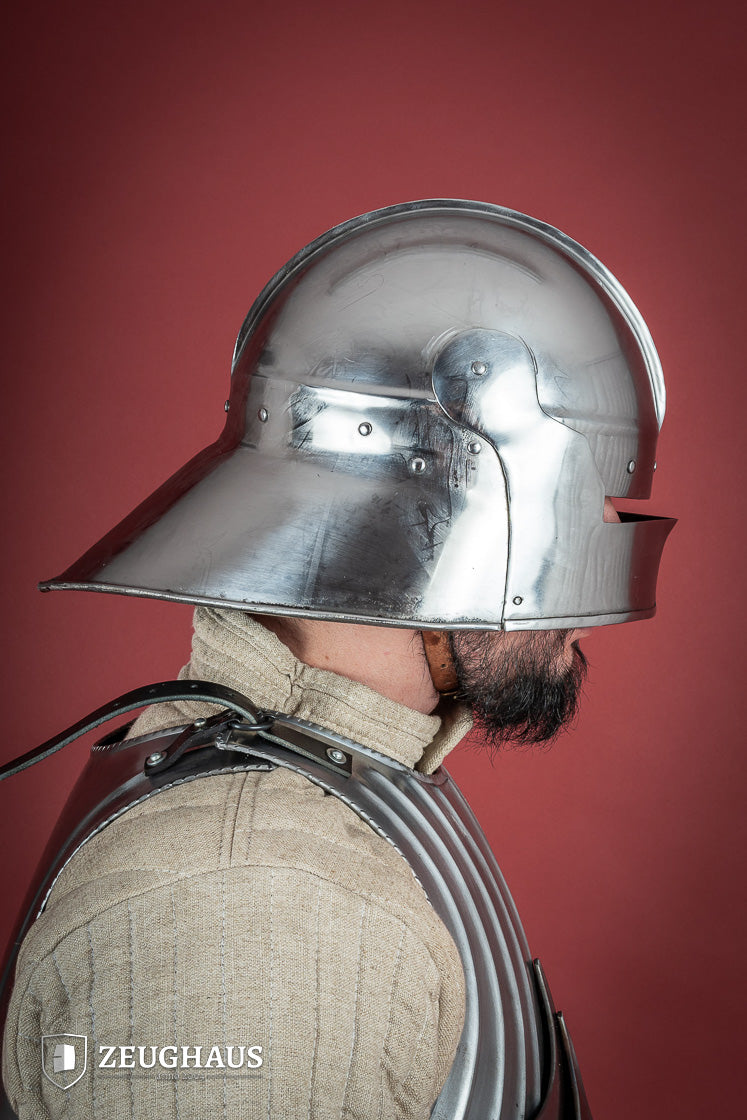 Polished 1.6mm Medieval Infantry Sallet Helmet - Authentic Knight Armor for LARP, Cosplay & Renaissance Fairs