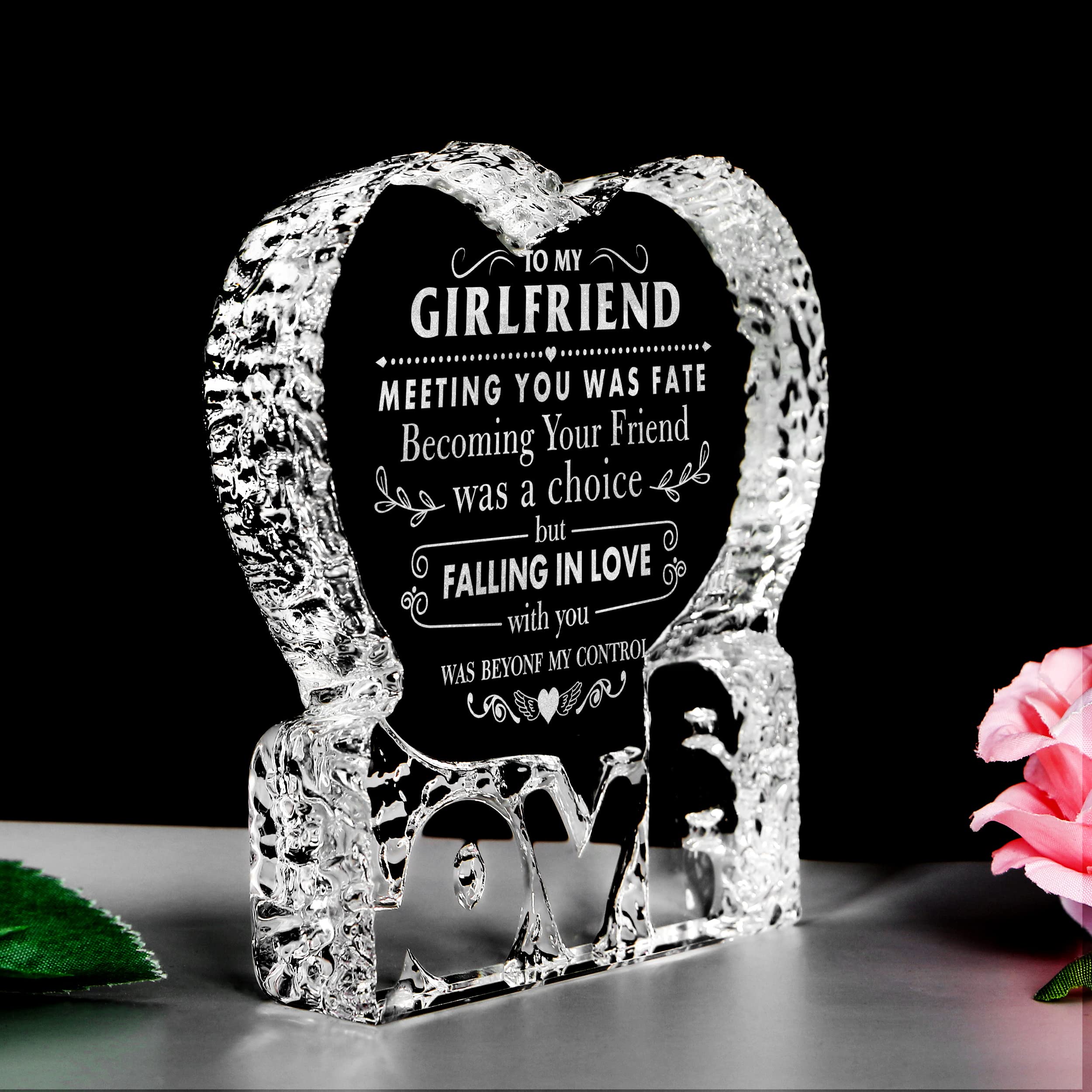 Personalized Heart-Shaped Crystal Anniversary & Birthday Gifts for Girlfriend - Romantic Couples Keepsake for Christmas, Valentine's Day & Special Occasions - Perfect for Home Decor, Wedding Anniversaries & Thoughtful Surprises
