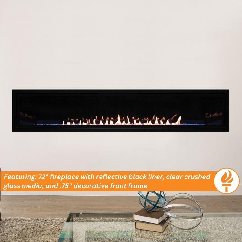 Empire Boulevard 60-Inch Ventless Linear Gas Fireplace - Modern Home Heating Solution for Living Rooms & Bedrooms