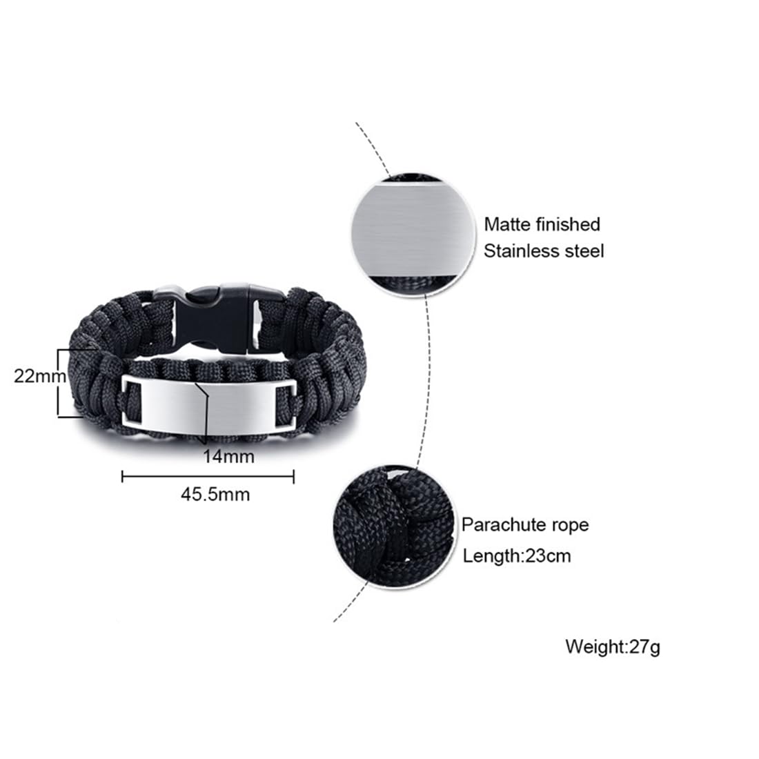 Men's Philippians 4:13 Paracord Bracelet - Stainless Steel Survival Cuff for Hiking & Camping