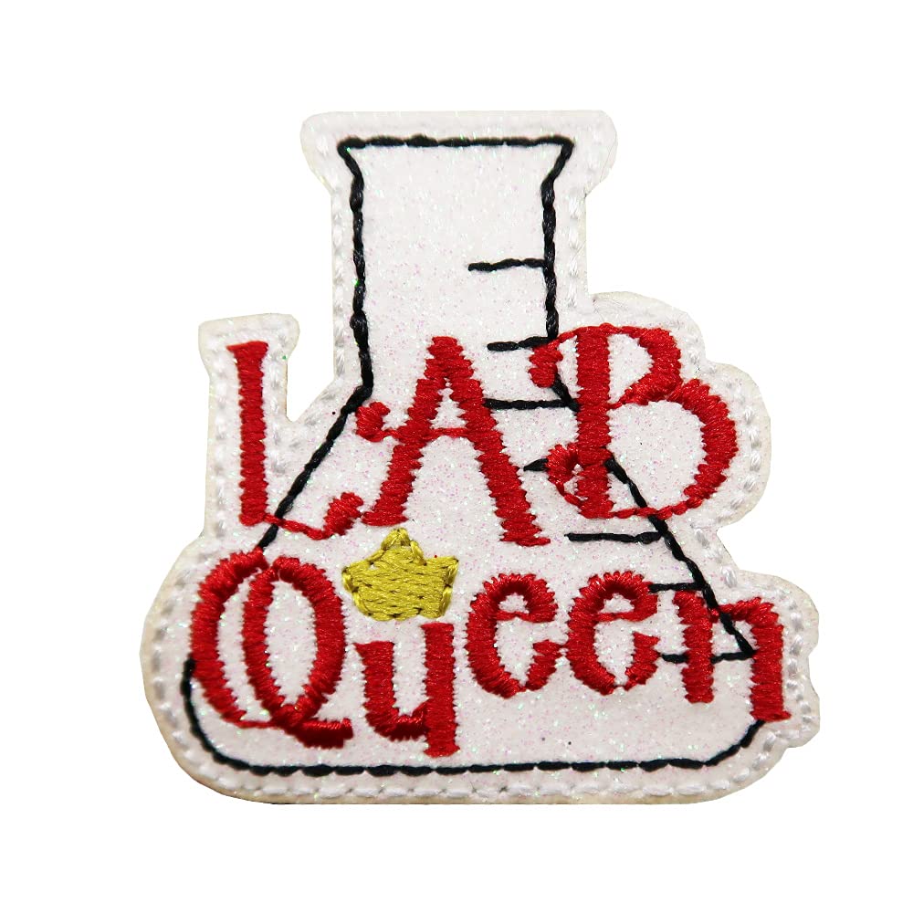 Lab Queen Embroidered Iron On Patch - Science Themed Sew On Badge for Lab Coats, Jackets & Backpacks - Perfect Gift for Scientists, Students & Science Enthusiasts