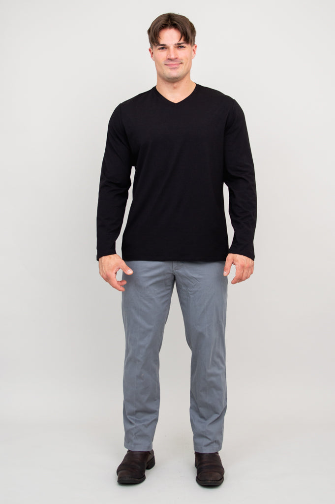 Adam Men's Long Sleeve Shirt - Soft Bamboo Fabric, Breathable & Comfortable, Black - Perfect for Casual Wear, Office & Outdoor Activities
