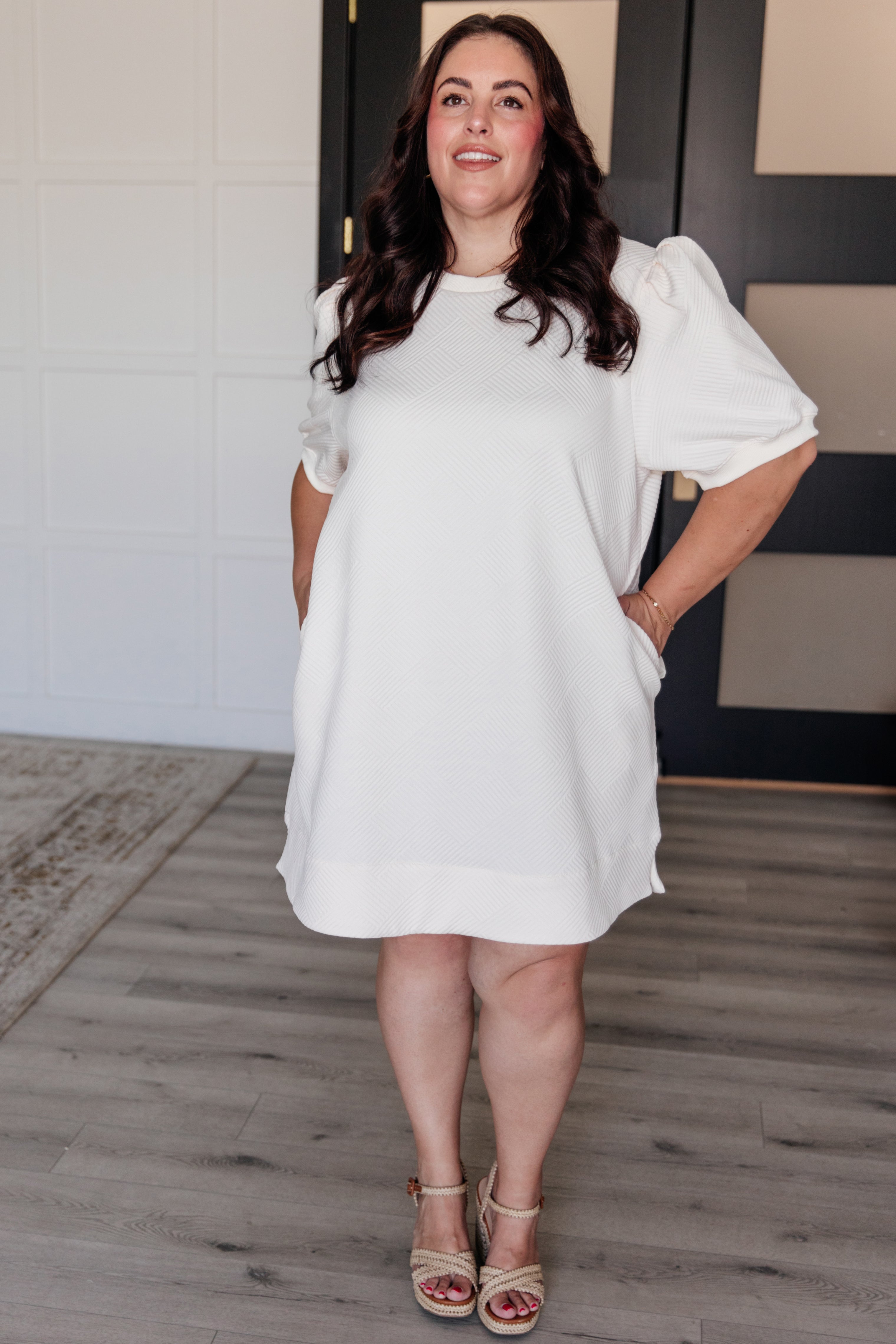 Across Town Puff Sleeve Quilted Dress for Women - Elegant Winter Fashion with Cozy Quilted Design | Perfect for Holiday Parties, Date Nights & Office Wear
