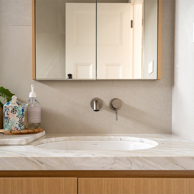 Caroma Liano II Wall Mounted Bathroom Faucet Set - Lead-Free Brushed Nickel Finish - Perfect for Modern Bathrooms & Powder Rooms