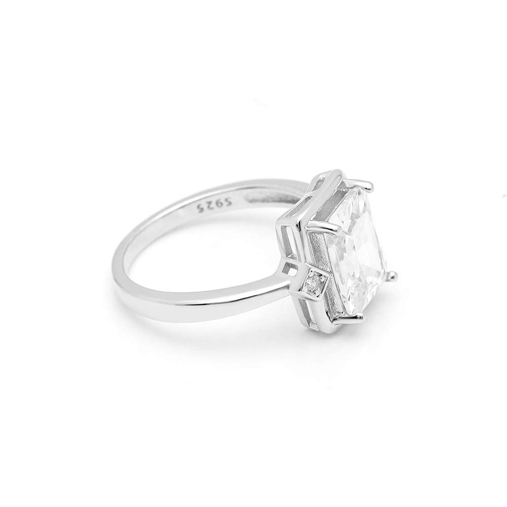 Ginger Lyne Candra Women's Engagement Ring - Sterling Silver Radiant Cut Wedding Band, Promise Ring & Bridal Jewelry for Her - Perfect for Proposals, Anniversaries & Special Occasions