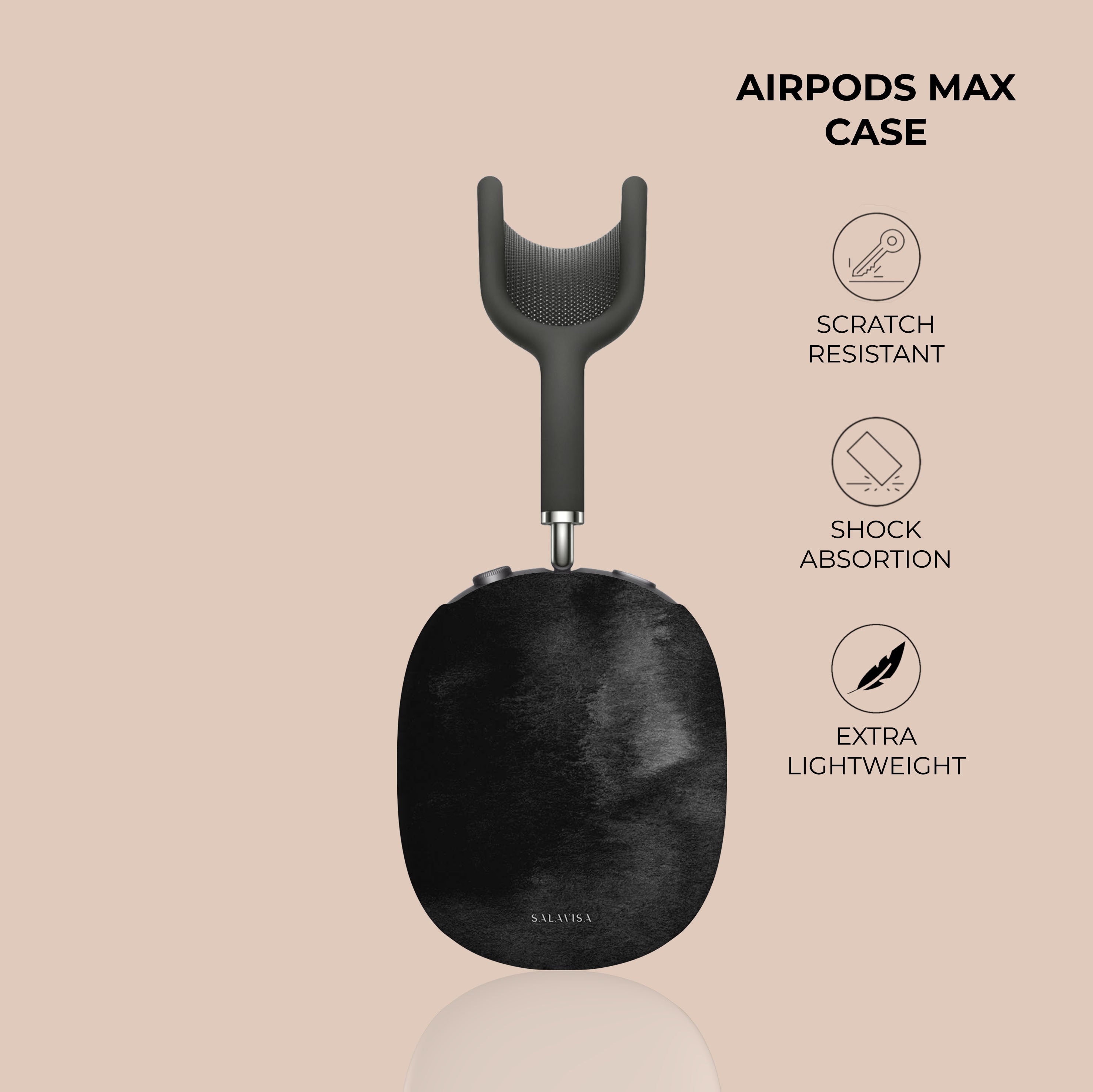 Premium Black Watercolor AirPods Max Case - Durable Protective Cover for Apple AirPods Max Headphones - Perfect for Travel, Workouts & Daily Commute