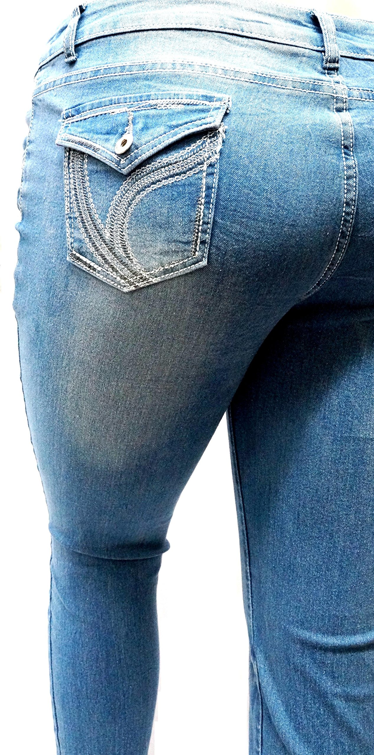Premium Distressed Blue Denim Jeans for Women - Plus Size Skinny Leg Stretch Comfort Fit (Casual Wear, Night Out, Office Chic)