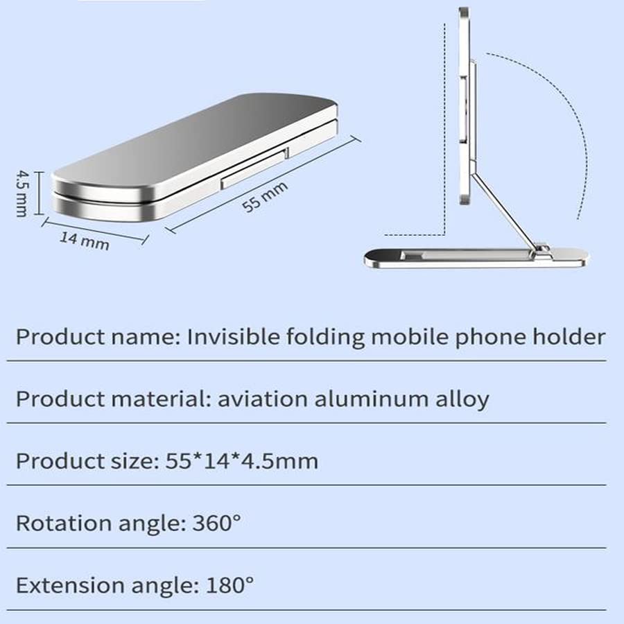 360° Rotating Foldable Aluminum Alloy Phone Ring Holder - Silver | Finger Grip Stand for iPhone & Samsung | Perfect for Selfies, Videos & Hands-Free Use