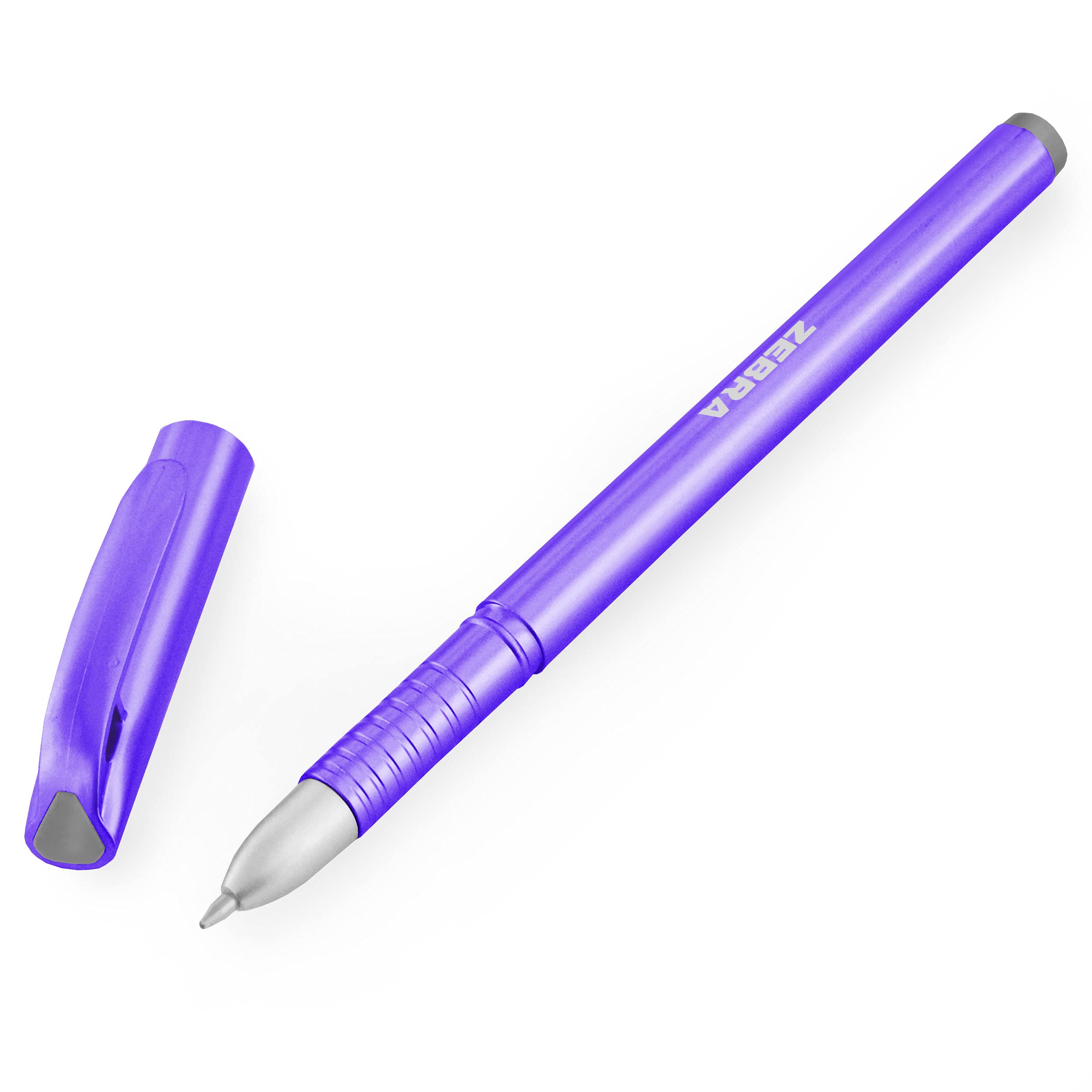 Zebra ZGE Gel Ink Stick Pens - 0.7mm Fine Point - Metallic Purple Barrel - 12 Pack for Office, School, Note Taking & Gift Giving