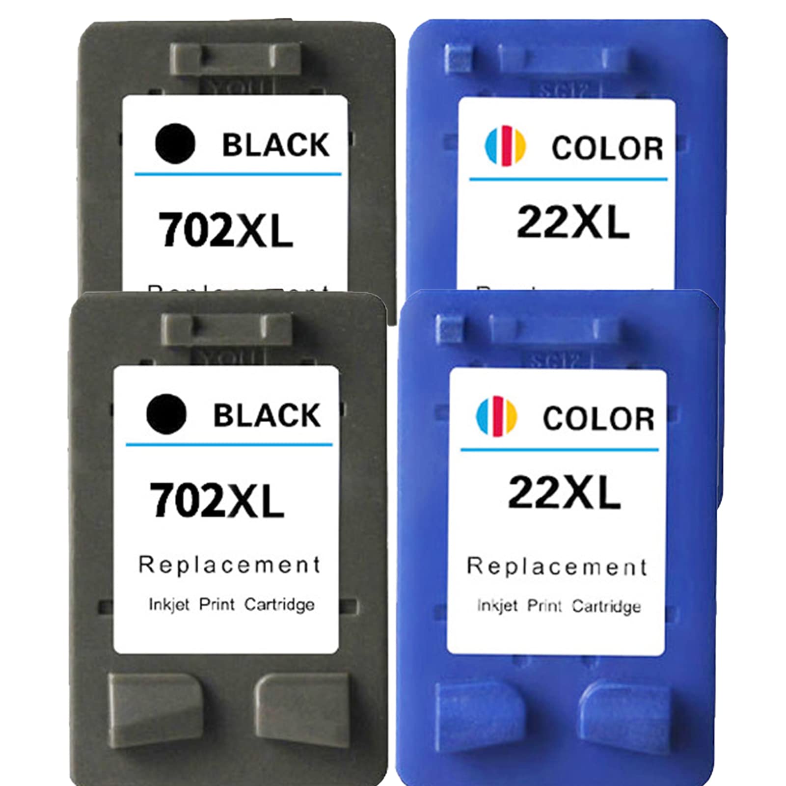 HP 22XL 702XL Compatible Ink Cartridge Replacement - Advanced Chip Technology for HP Deskjet J3508/J3606/J3608/J5508 Printers (2 Sets) - Perfect for Home Office Printing & School Projects