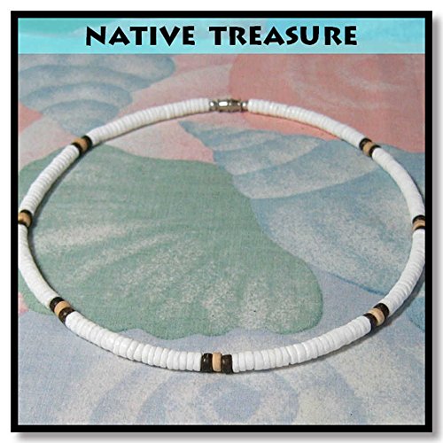 Authentic Filipino Summer Beach Surfer Necklace for Men & Women - Handmade White Ark Shells with Brown Coconut Beads, Boho Surf Jewelry | Perfect for Beach Vacations, Surf Trips & Summer Festivals