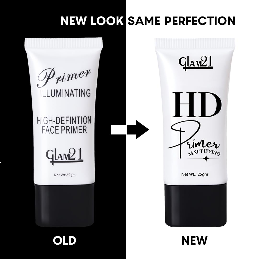 Glam 21 Face Primer - Pore Minimizing Makeup Base with Gel-Like Texture & Apricot Essence | Lightweight, Perfect Coverage Foundation Primer | 25g | Ideal for Daily Wear, Special Occasions & Photo Shoots