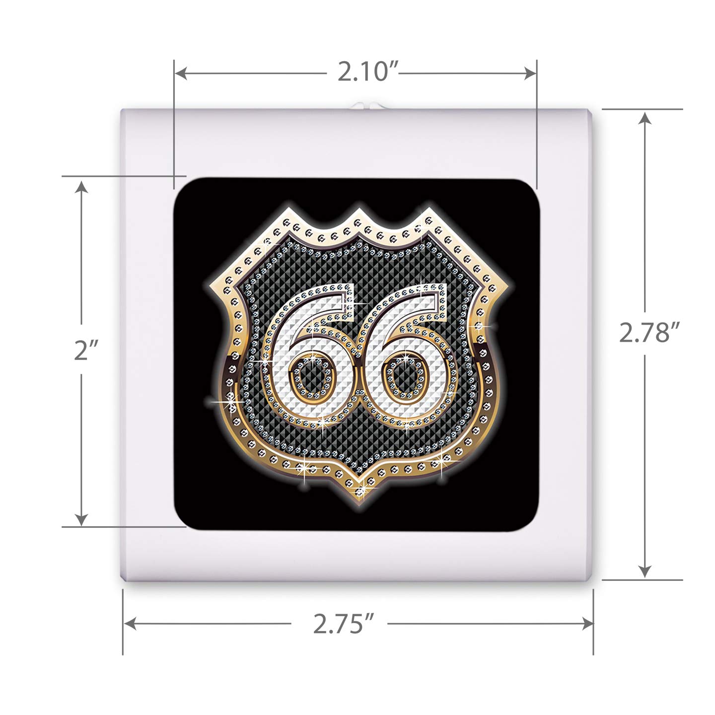 Dimmable LED Night Light with Auto On/Off Sensor - Adjustable Brightness, Warm White Light for Bathroom, Hallway, Nursery & Bedroom - Route 66 Bling (Gold) | Perfect for Nighttime Safety & Comfort in Homes, Offices & Hotels