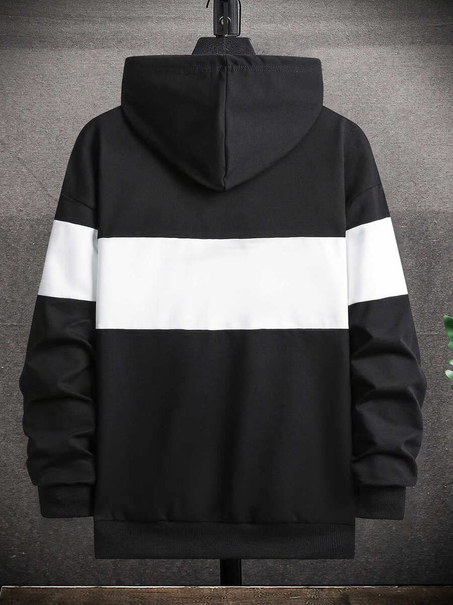 JSBHS Men's Hip Hop Anime Graphic Hoodie - Color Block Pullover Sweatshirt with Drawstring | Heavyweight Casual Streetwear for Sports & Lounge (Multi Color, Size L) | Perfect for Gym, Skateboarding & Urban Fashion