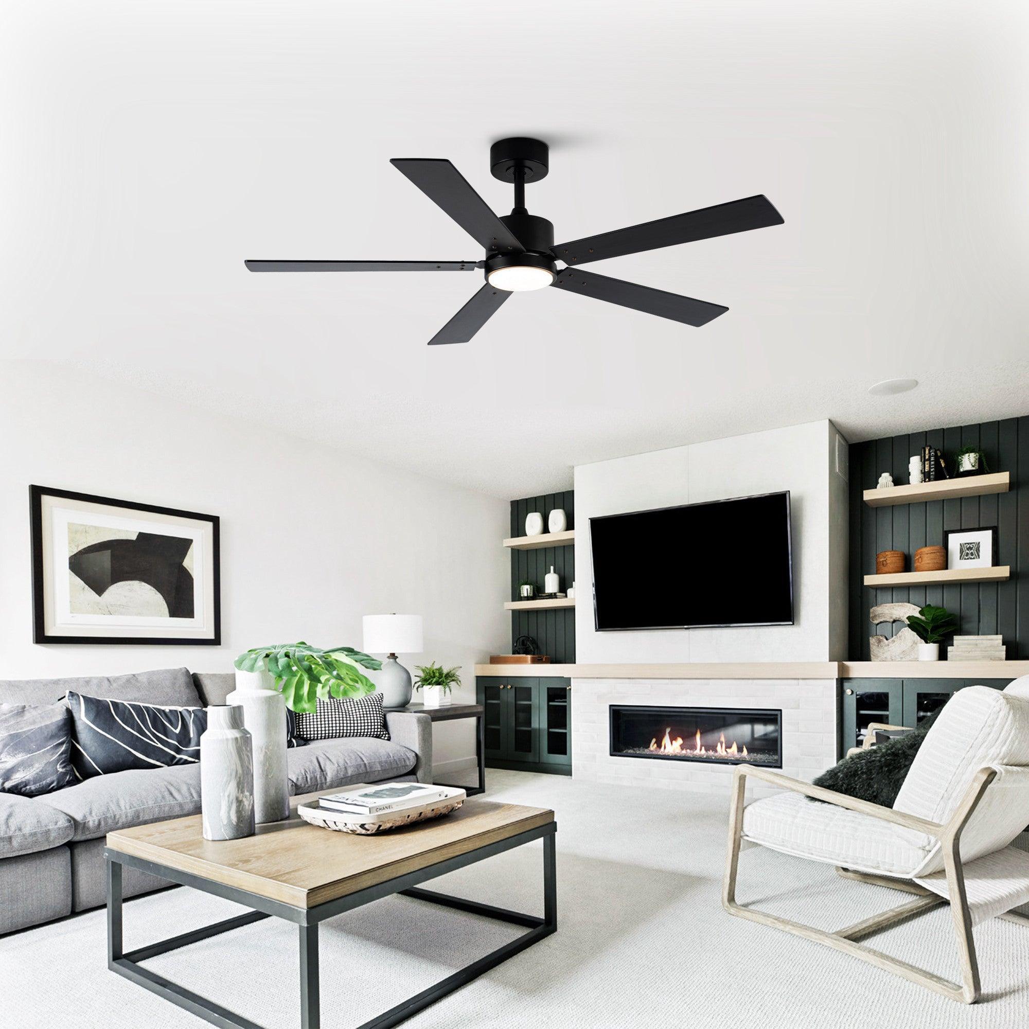 Vaczon 56 Inch DC Motor Ceiling Fan with Remote Control, LED Light Kit - Energy Efficient Quiet Operation for Living Room, Bedroom, Office