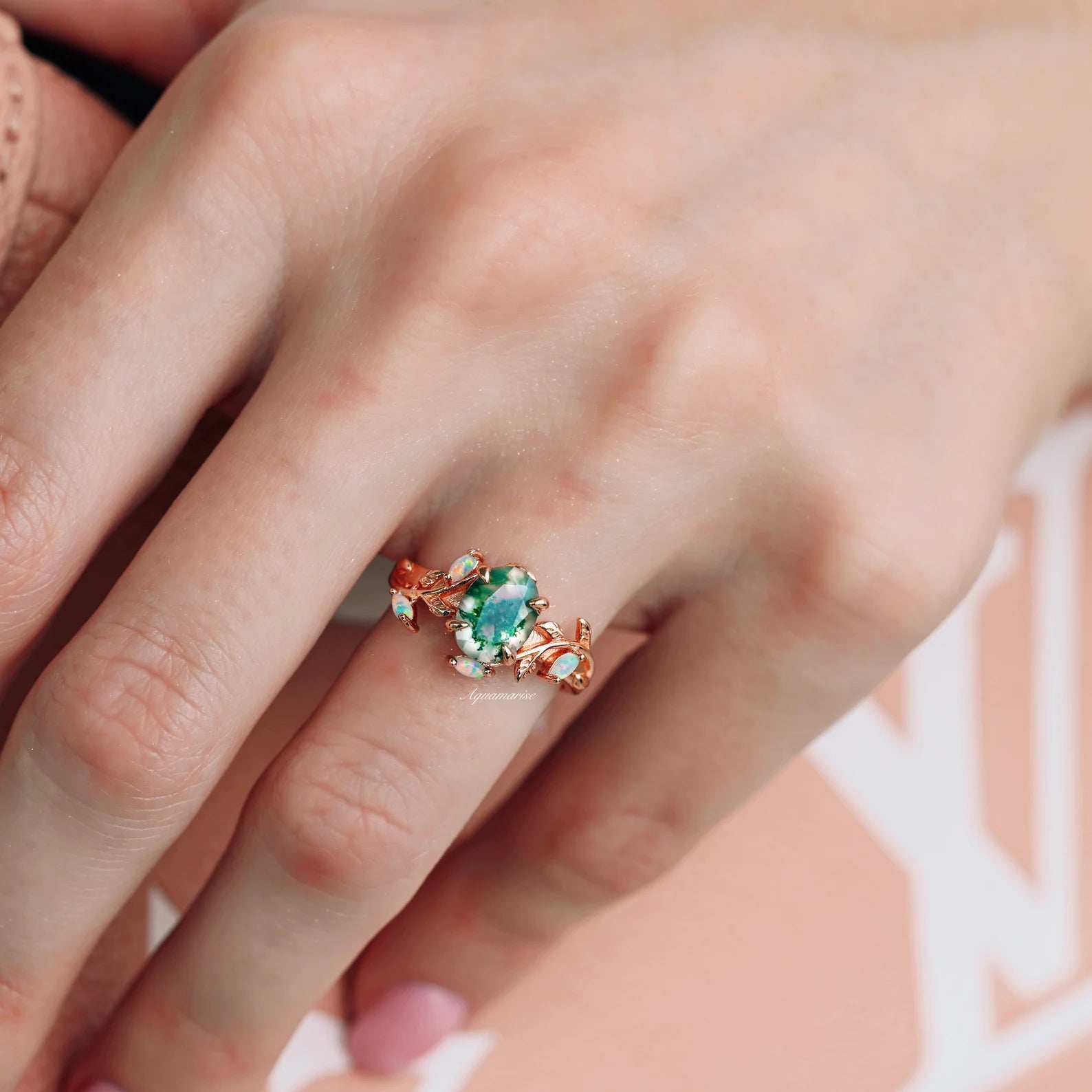Natural Moss Agate & Fire Opal Couples Ring Set for Women & Men – Handmade Sterling Silver Wedding Band, Anniversary Gift for Couples, Perfect for Engagements, Valentine's Day & Romantic Occasions