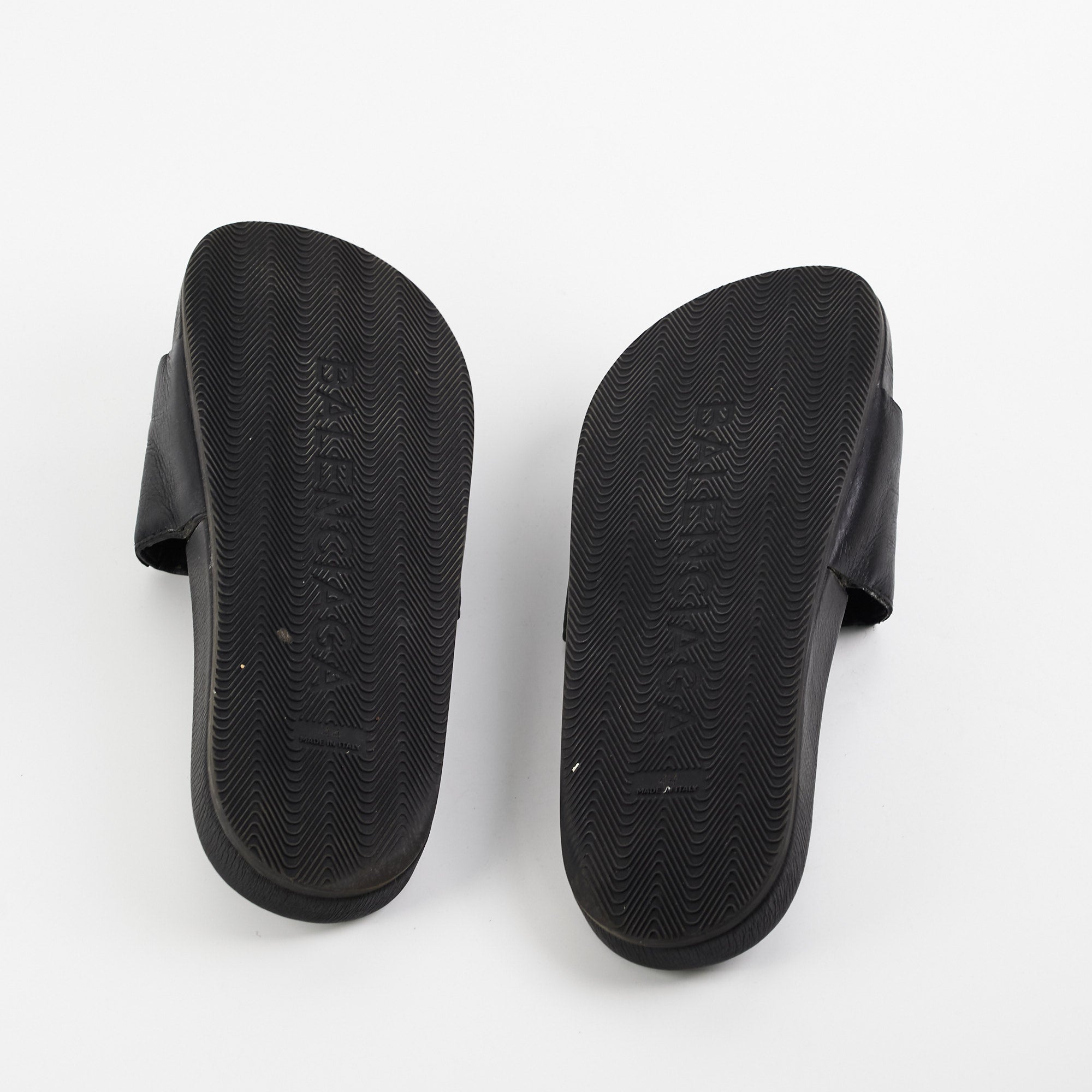 Balenciga Classic Logo Leather Slide Sandals - Size 44 | Men's Luxury Designer Slides for Summer, Beach & Poolside Comfort