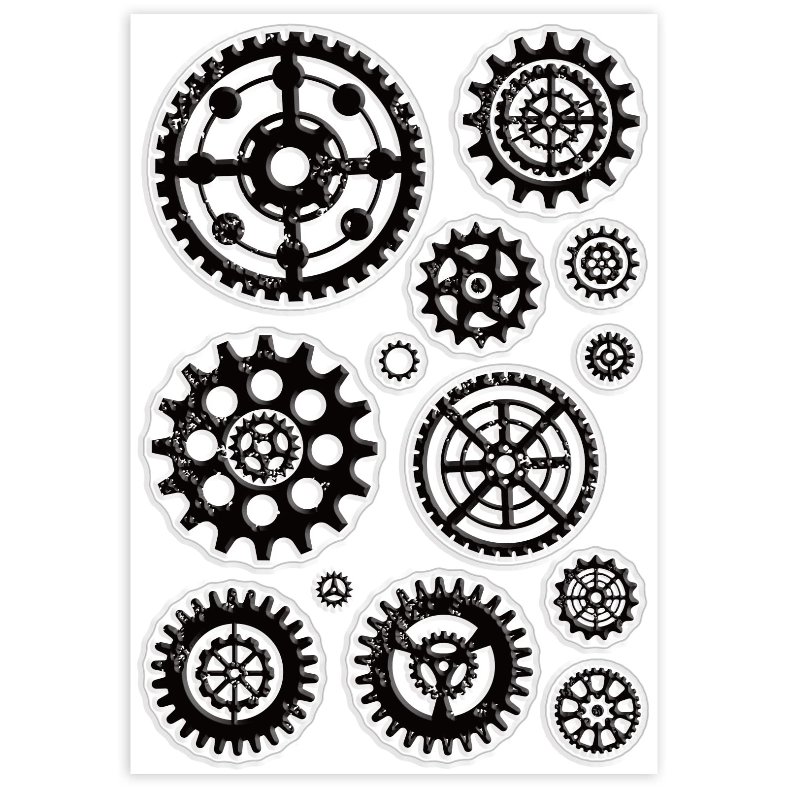 GLOBLELAND Steampunk Mechanical Gears Clear Stamps - Vintage Silicone Rubber Stamps for Scrapbooking, Journaling & Card Making (4.3 x 6.3 Inch) - Perfect for DIY Crafts, Bullet Journals & Handmade Greeting Cards