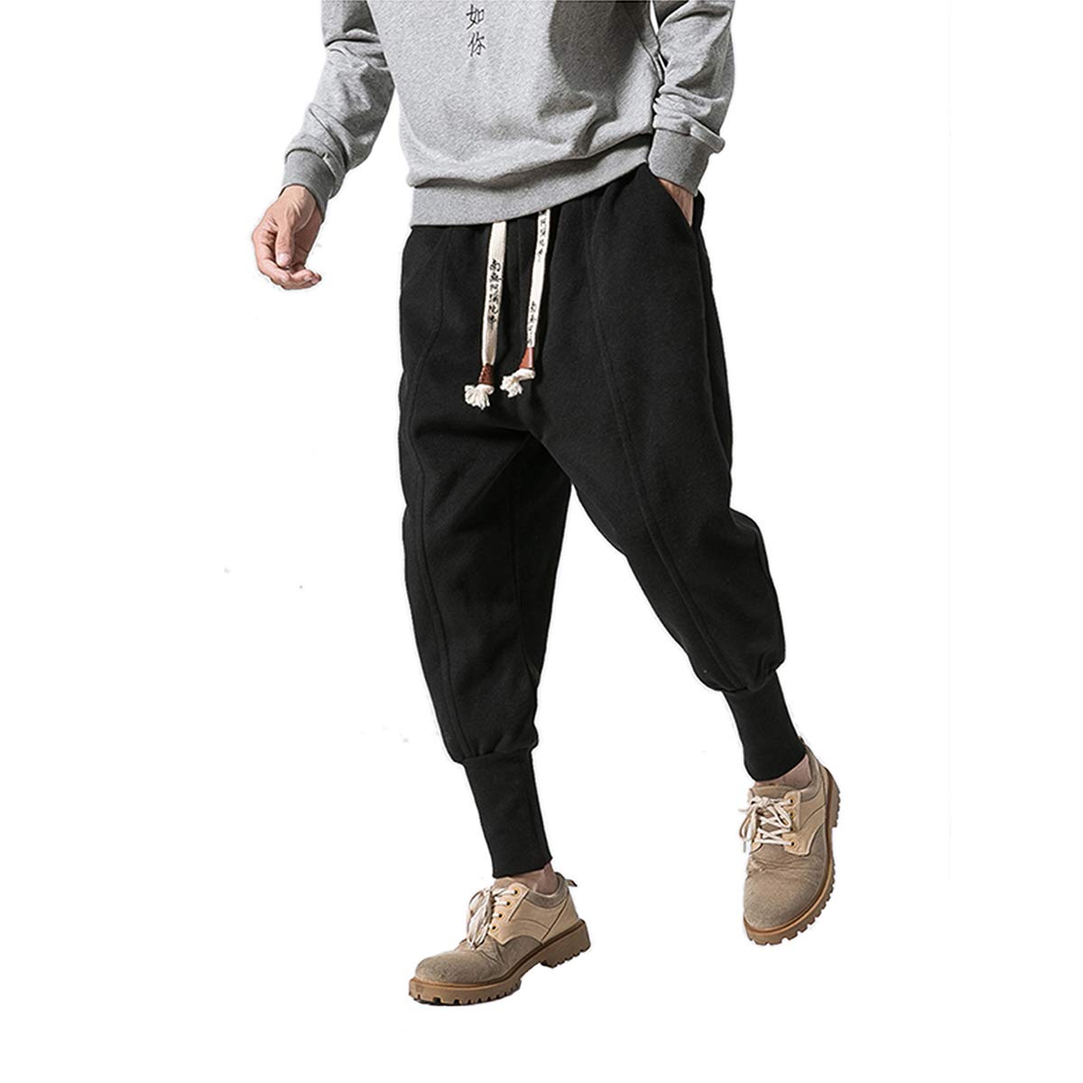 Seidarise Men's Jogger Sweatpants - Winter Running Track Pants for Sports & Hip Hop Style - Comfortable Athletic Pants for Gym, Workout & Casual Wear - Black