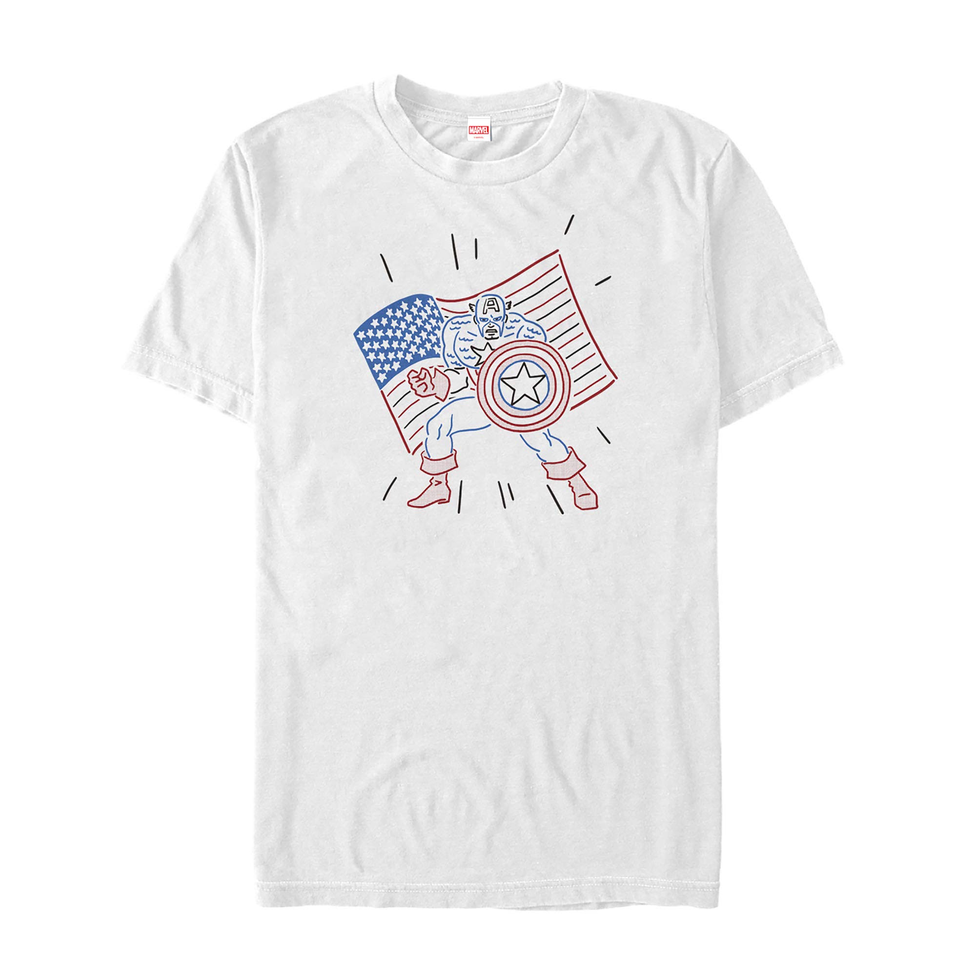 Marvel Captain America Patriotic 4th of July Graphic T-Shirt for Men - Perfect for Independence Day Celebrations & Superhero Fan Outfits