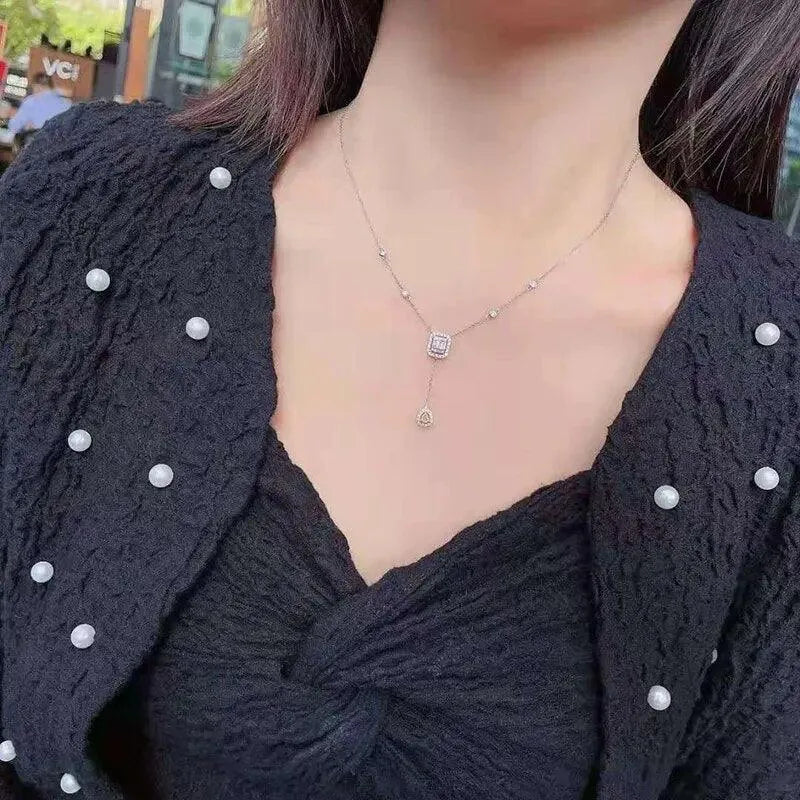 18K Gold Real Natural Diamond Necklace for Women - 18 Inch Au750 Link Chain Fine Jewelry, Perfect Gift for Anniversary, Birthday & Special Occasions