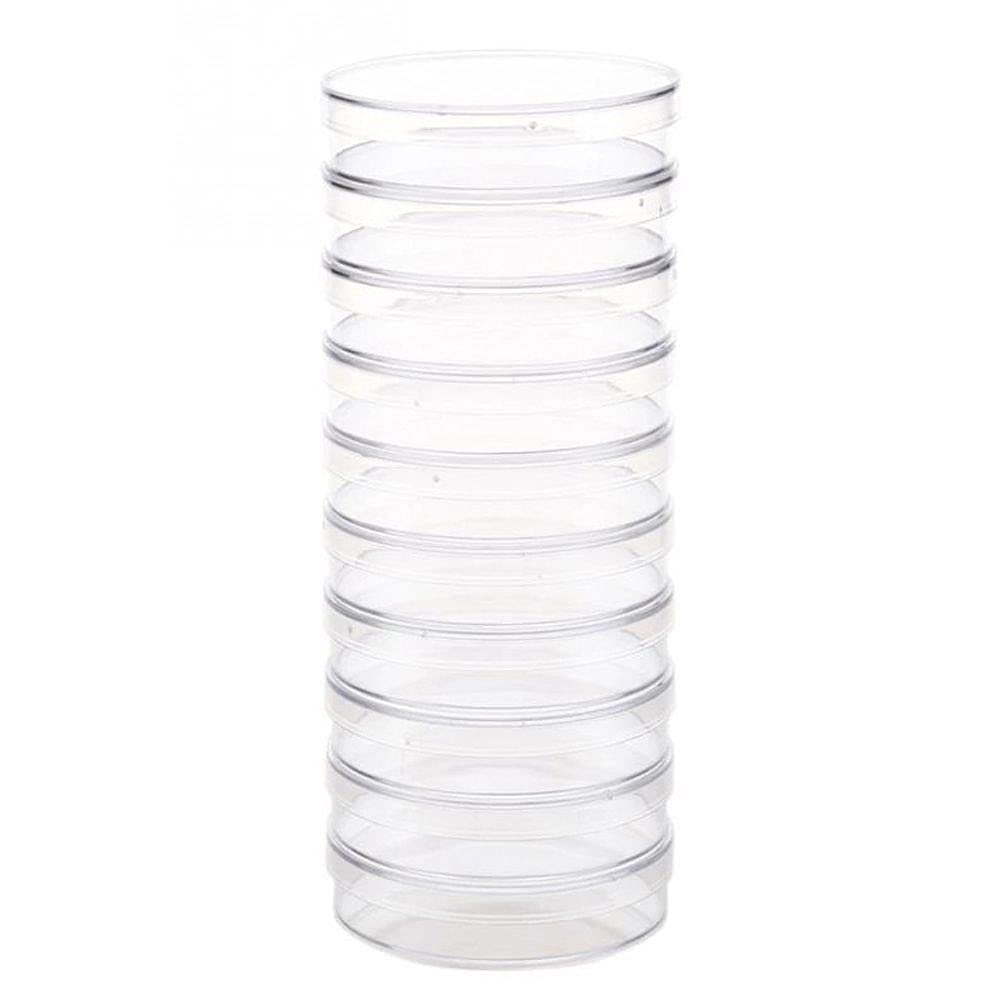 10Pcs Clear Plastic Petri Dishes 55x15mm - Sterile Biological Bacteria Culture Dishes for School Labs, Scientific Research & Microbiology Experiments - Perfect for Classroom, Laboratory & Home Science Projects