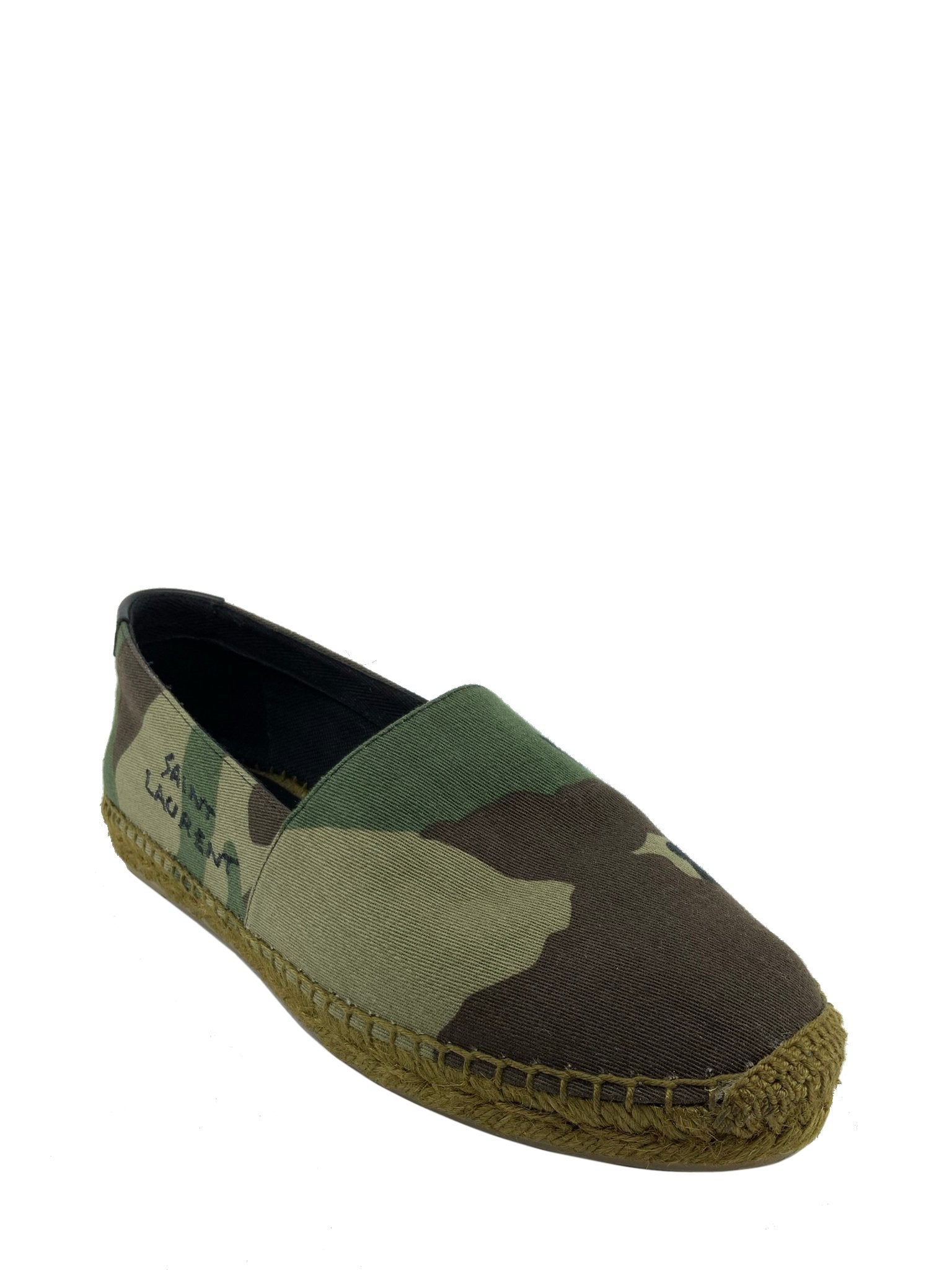 Saint Laurent Signature Camo Canvas Espadrilles Women's Size 6 - Stylish Designer Slip-On Shoes for Casual Outings & Summer Fashion