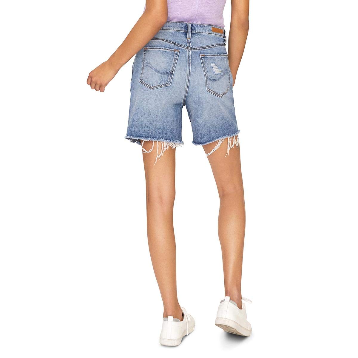 Sanctuary Denim Women's Distressed Hem Denim Shorts in Blue - Size 27 | Comfortable Casual Summer Shorts for Beach, Outings & Everyday Wear