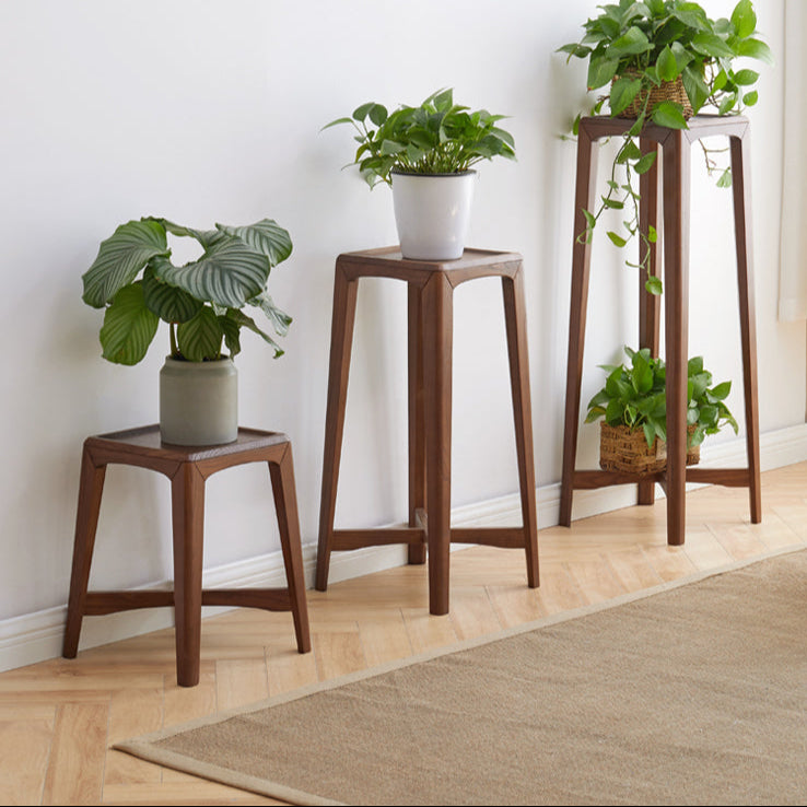 Premium Black Walnut Solid Wood Flower Stand - Rustic Plant Shelf for Indoor/Outdoor Decor, Living Room, Garden & Patio Display