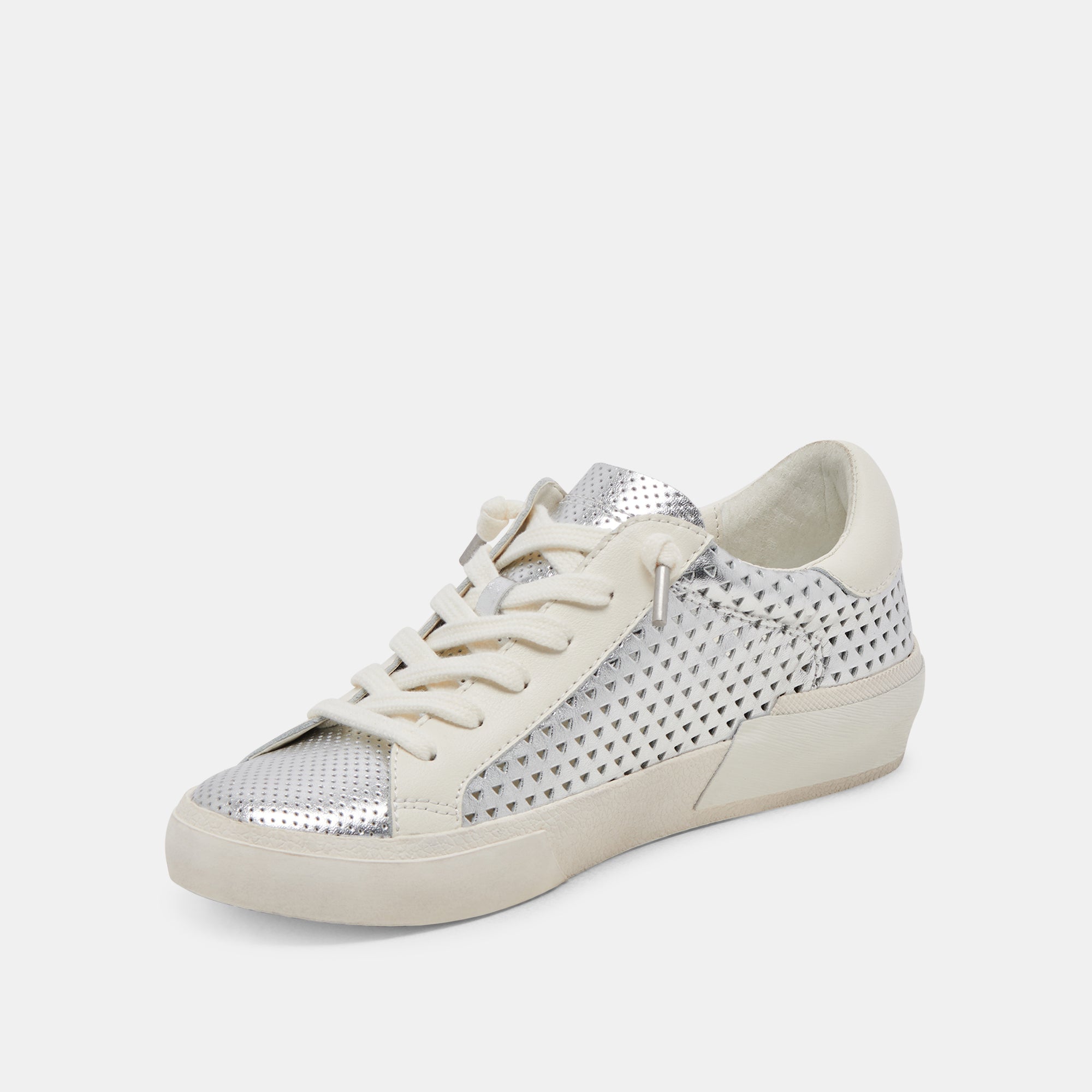 ZINA PERF 360 Sneakers - Silver Leather Women's Fashion Shoes for Running & Walking | Comfortable Lightweight Athletic Shoes for Gym, Workout & Daily Wear
