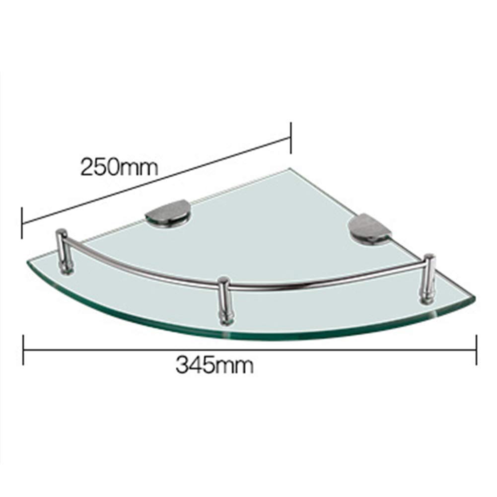 Multifunctional Wall Mounted Shelf - Bathroom Organizer with Tempered Glass Triangle Corner, 1 Tier, No Rod - Perfect for Shower, Kitchen & Bedroom Storage
