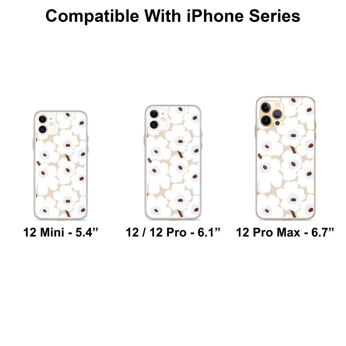 Floral Print Phone Case for iPhone 15 14 13 12 11 X Xs Xr 8 7 6 6s Plus Pro Max - White Unikko Design - Slim Protective Cover for Everyday Use & Gift Giving