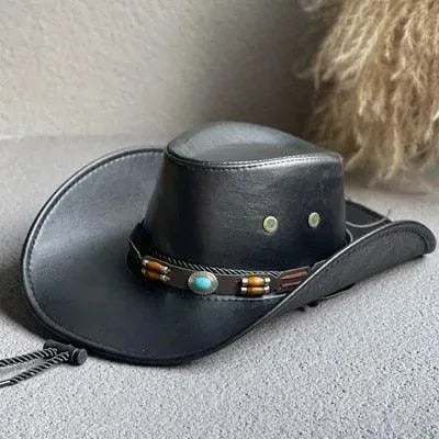 Stylish Faux Leather Western Cowboy Hats for Men & Women - Trendy Unisex Cowboy Hat for Rodeo, Country Music Festivals & Outdoor Adventures