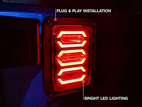 Raxiom LED Tail Lights for 07-18 Jeep Wrangler JK - Black Housing & Smoked Lens - High Visibility & Style Upgrade for Off-Road Adventures & Night Driving