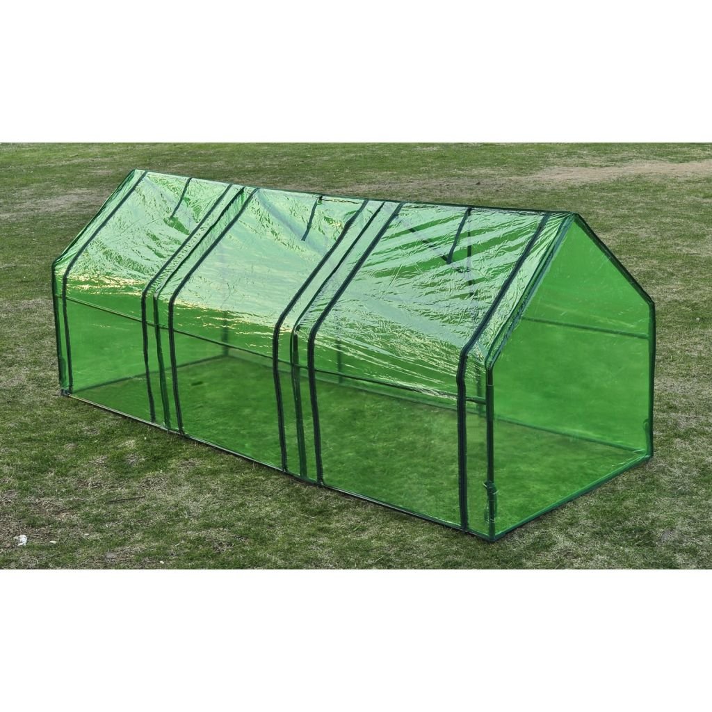 vidaXL 8' x 3' x 3' Mini Greenhouse with 3 Doors - Portable Plant Protection for Seedlings & Vegetables - Cold Weather Gardening Shelter for Backyard, Patio & Indoor Use