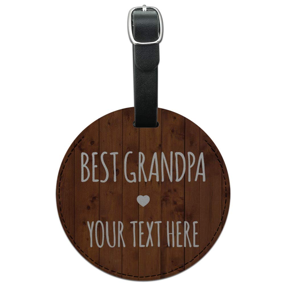 Custom Engraved Leather Luggage Tag for Grandpa - Personalized 1 Line ID Card Holder - Perfect for Travel, Suitcases & Gift Giving
