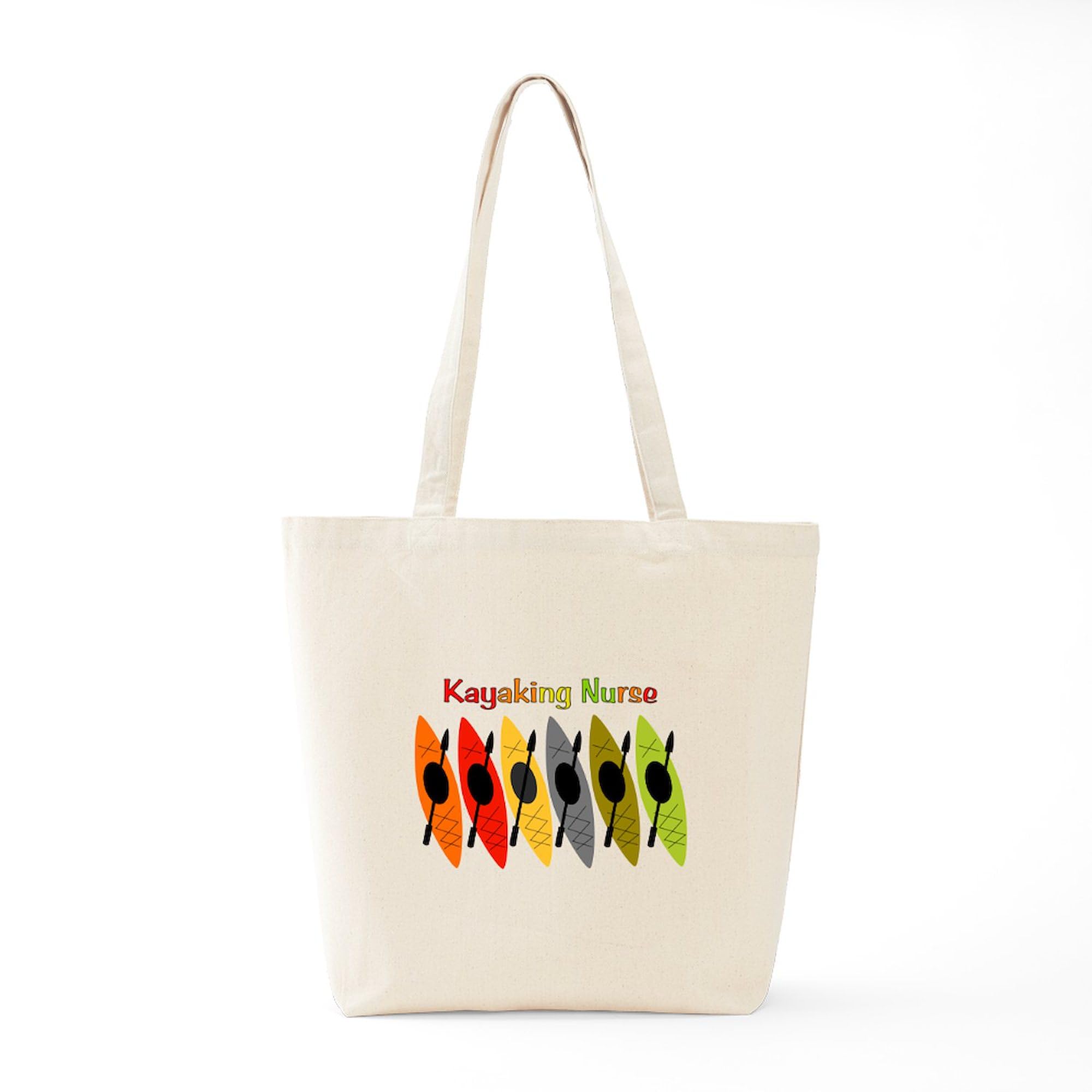 Kayaking Nurse Tote Bag - Natural Canvas Reusable Shopping Bag for Nurses, Medical Professionals & Outdoor Enthusiasts | Perfect for Work, Groceries & Beach Trips