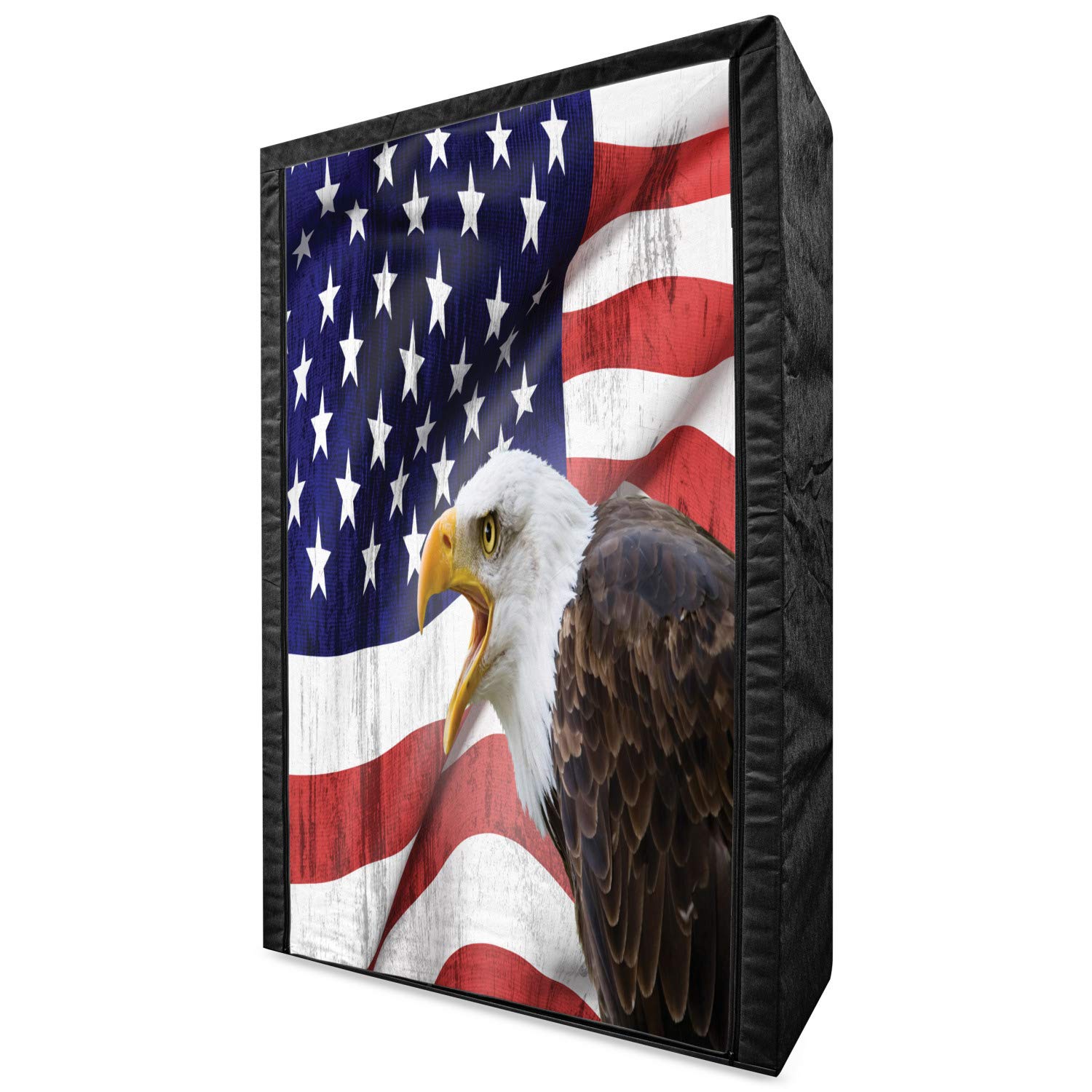 Ambesonne American Flag Portable Fabric Wardrobe with Eagle Design - 42.5