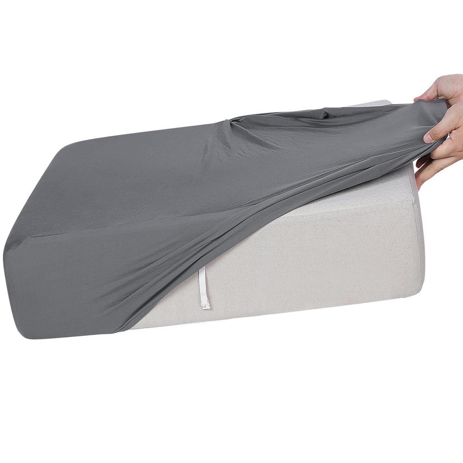 Stretch Sofa Couch Covers Replacement - Elastic Slipcovers for Furniture Protection - Soft Fabric Seat Covers with Elastic Bottom (Small, Gray) - Perfect for Living Room, Bedroom & Home Decor