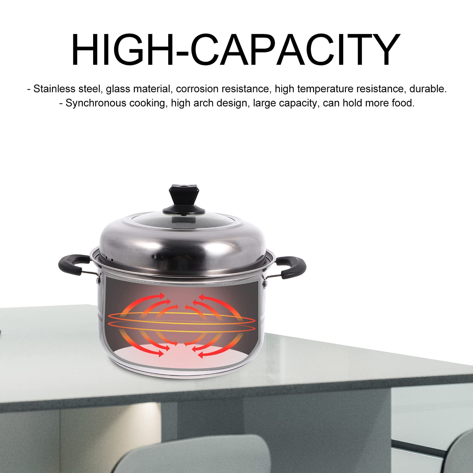 DOITOOL Stainless Steel Steamer Pot with Lid - Ceramic Soup Bowl & Glass Double Boiler for Crab, Fish, Vegetables - Multi-Function Cookware for Cooking, Braising, Steaming Noodles | Perfect for Home Kitchen, Restaurants & Asian Cuisine