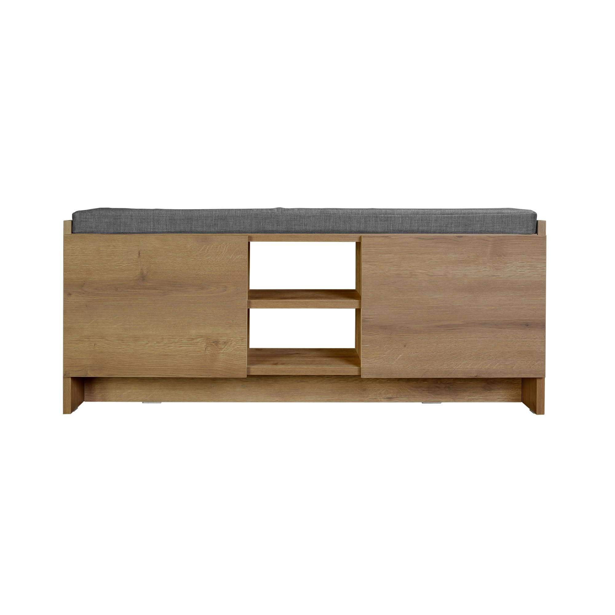 Rustic Walnut Shoe Storage Cabinet with Shelves and Bench - 43