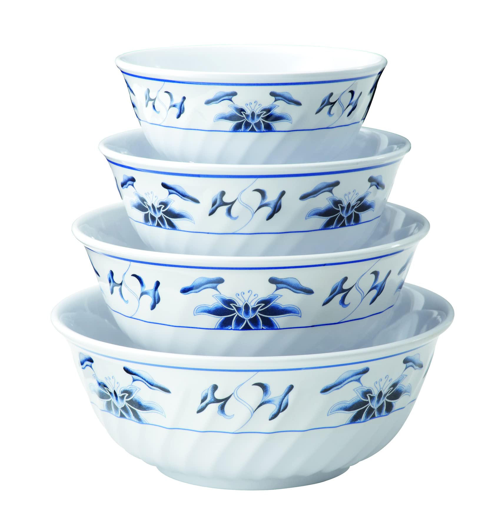 G.E.T. M-609-B White 2.3 qt Fluted Melamine Bowls - Set of 12, Water Lily Collection - Perfect for Salads, Parties, Picnics & Home Decor