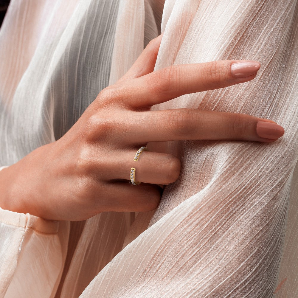 Lab Grown Diamond French Pavé Open Wedding Ring - Elegant Stackable Band for Engagement, Anniversary & Everyday Wear